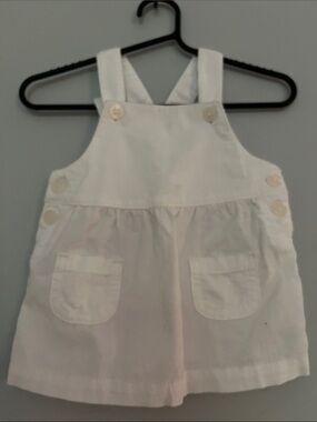 Carter's White Toddler Overall Dress with Patch Pockets